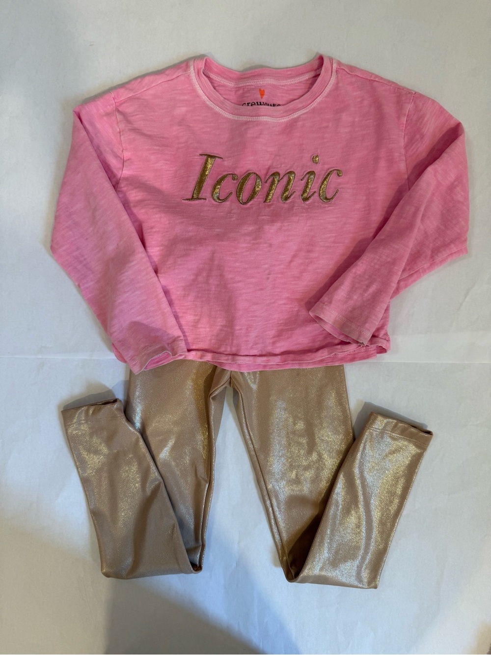 Crewcuts Pink 'Iconic' Top with Cat & Jack Gold Shimmer Leggings